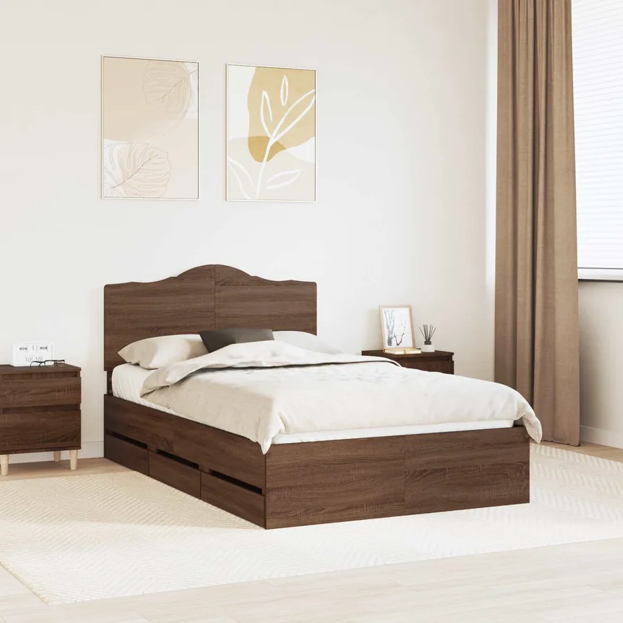 Cadre de lit Chêne brun 120 x 190 cm Bois Ingénierie