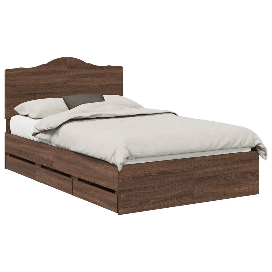 Cadre de lit Chêne brun 120 x 190 cm Bois Ingénierie - 2