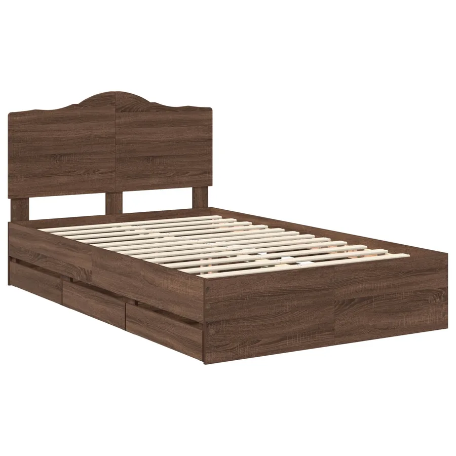 Cadre de lit Chêne brun 120 x 190 cm Bois Ingénierie - 4