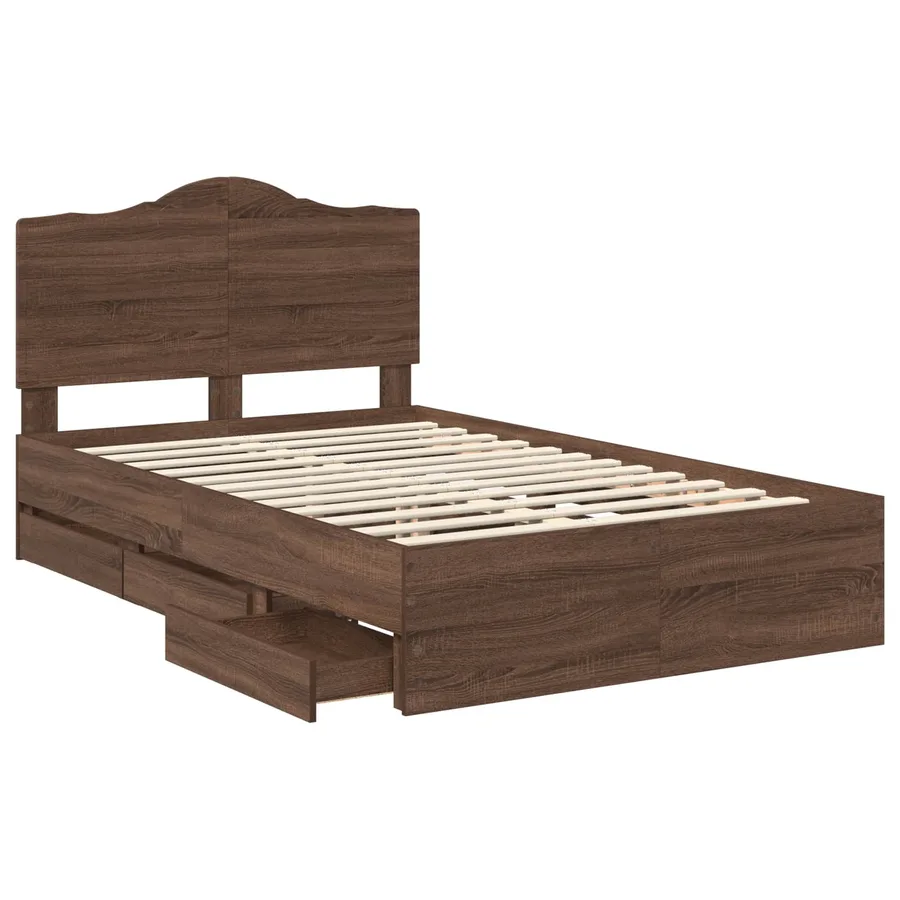 Cadre de lit Chêne brun 120 x 190 cm Bois Ingénierie - 5