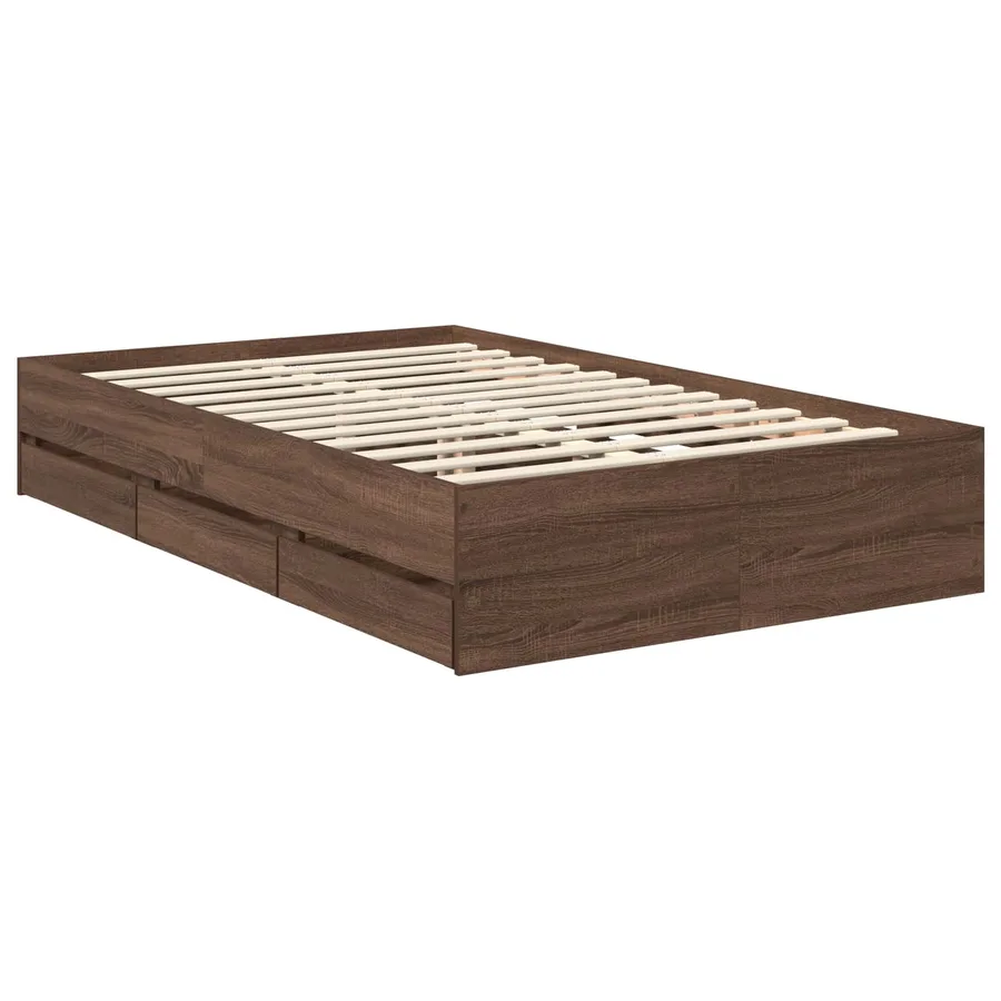 Cadre de lit Chêne brun 120 x 190 cm Bois Ingénierie - 6