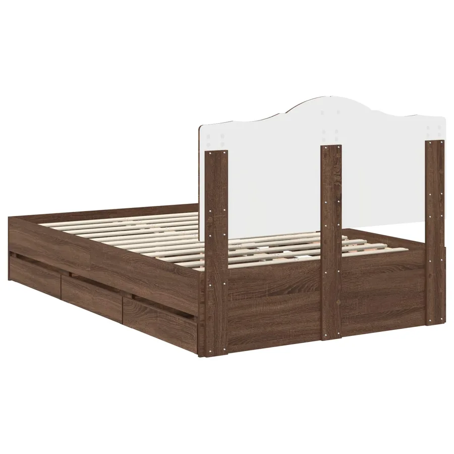 Cadre de lit Chêne brun 120 x 190 cm Bois Ingénierie - 8