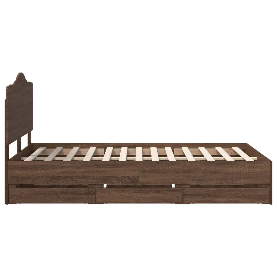 Cadre de lit Chêne brun 120 x 190 cm Bois Ingénierie - 9