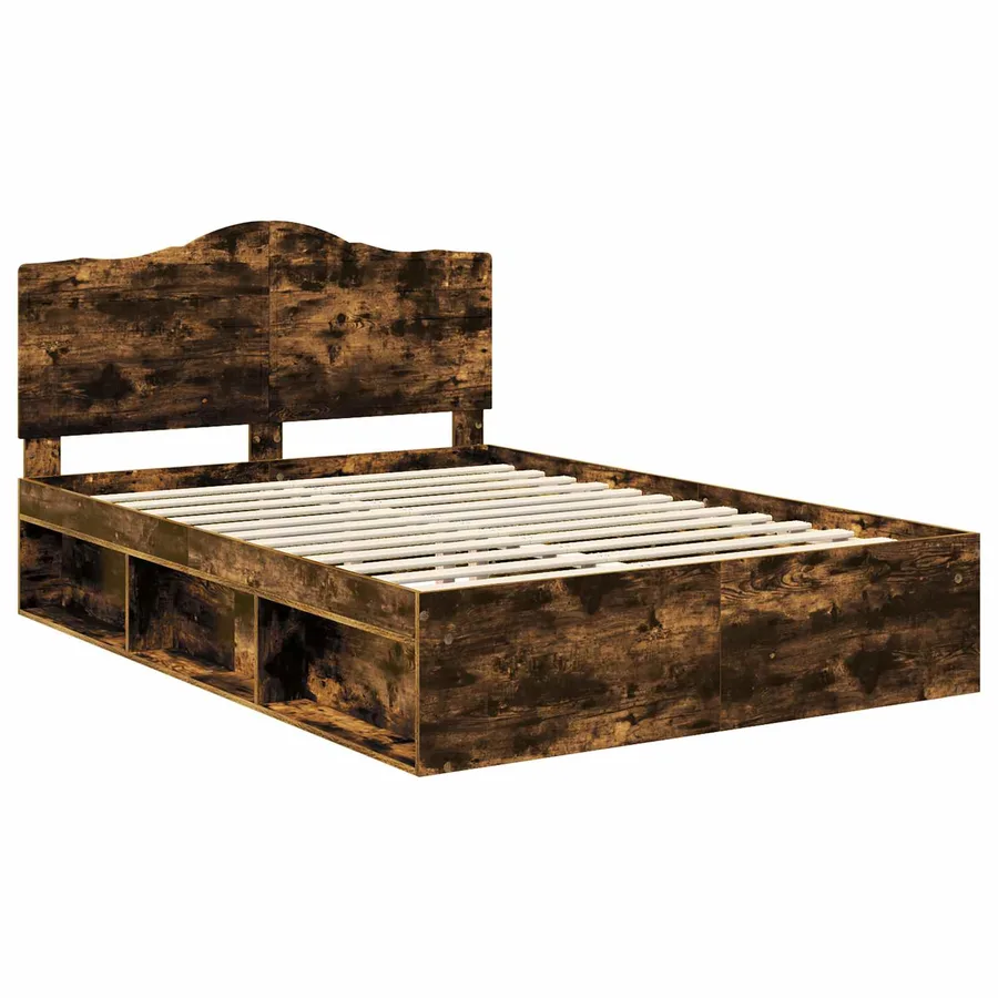 Cadre de lit Chêne fumé 140 x 190 cm Pin massif - 4