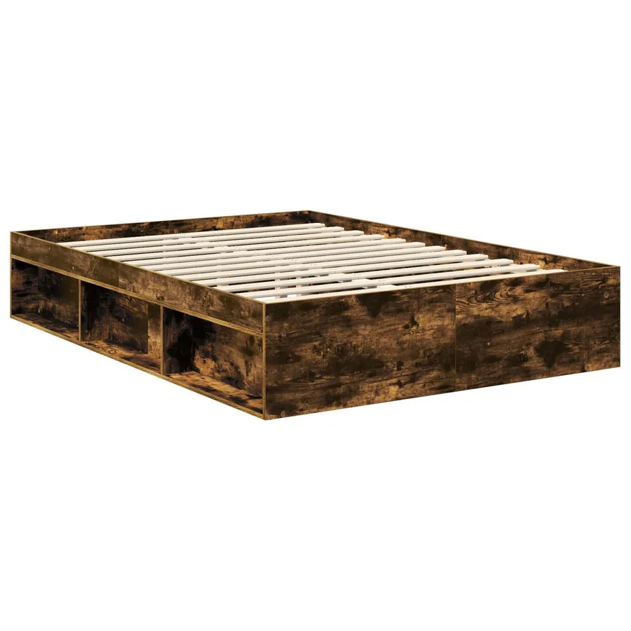 Cadre de lit Chêne fumé 140 x 190 cm Pin massif - 5