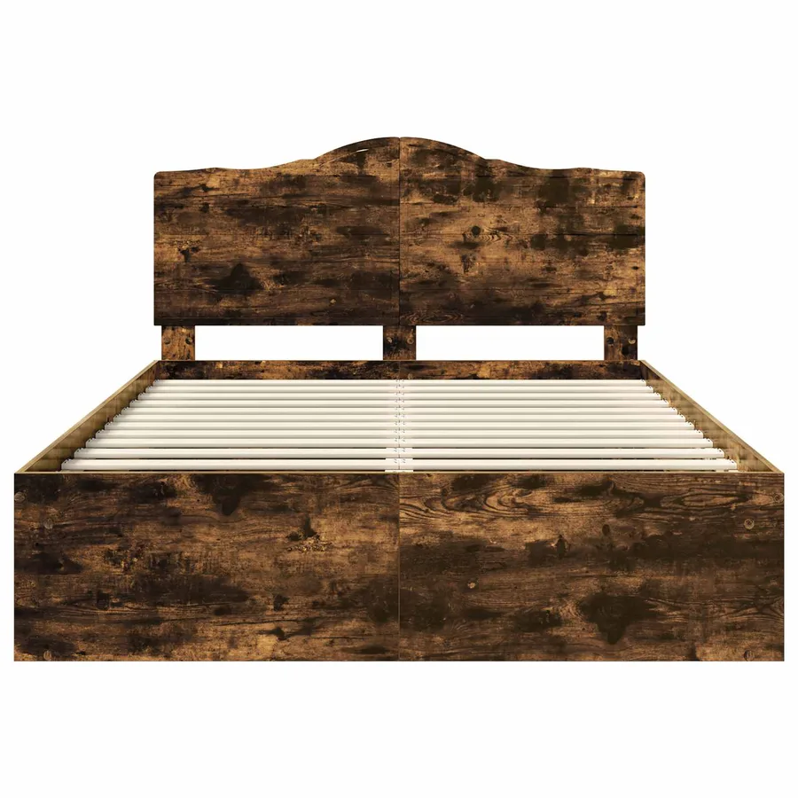 Cadre de lit Chêne fumé 140 x 190 cm Pin massif - 7