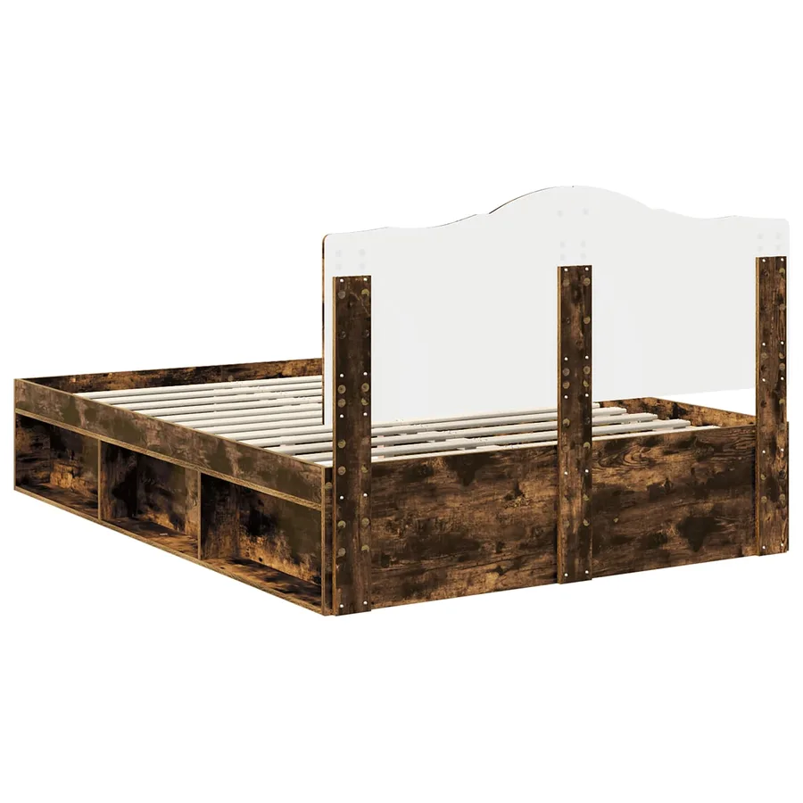 Cadre de lit Chêne fumé 140 x 190 cm Pin massif - 9