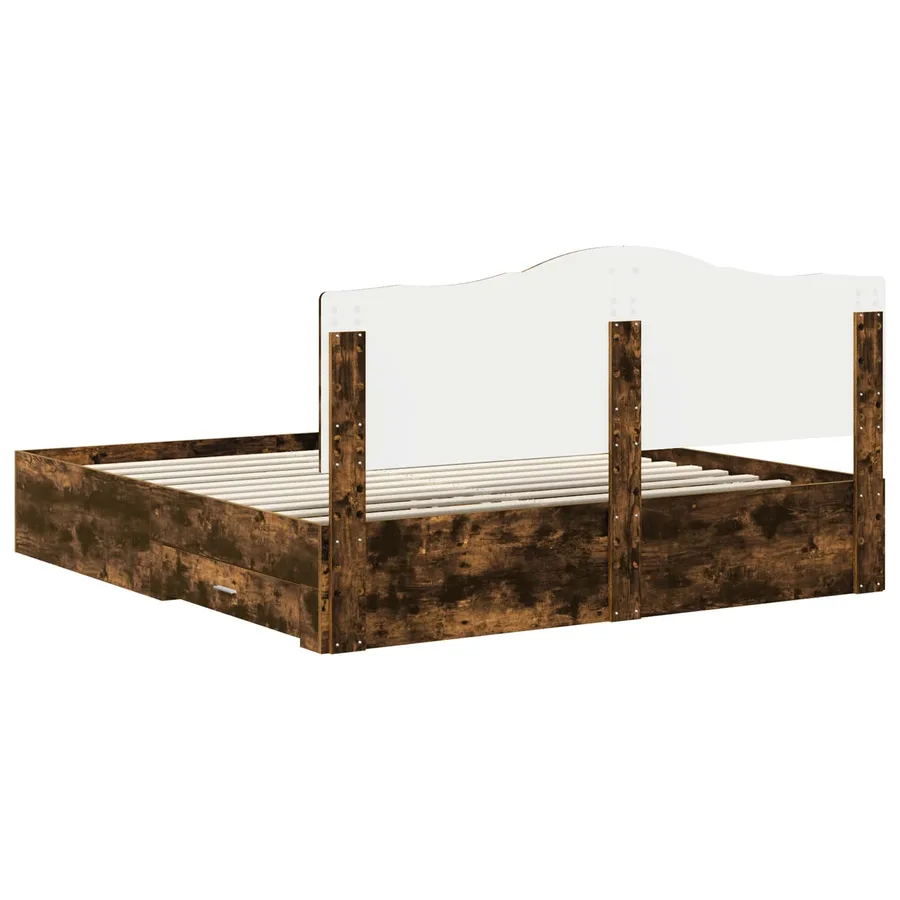 Cadre de lit Chêne fumé 200 x 200 cm Bois d'ingénierie - 10