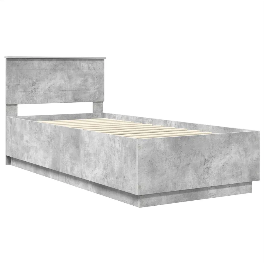 Cadre de lit Gris béton 100 x 200 cm Bois d'ingénierie - 4