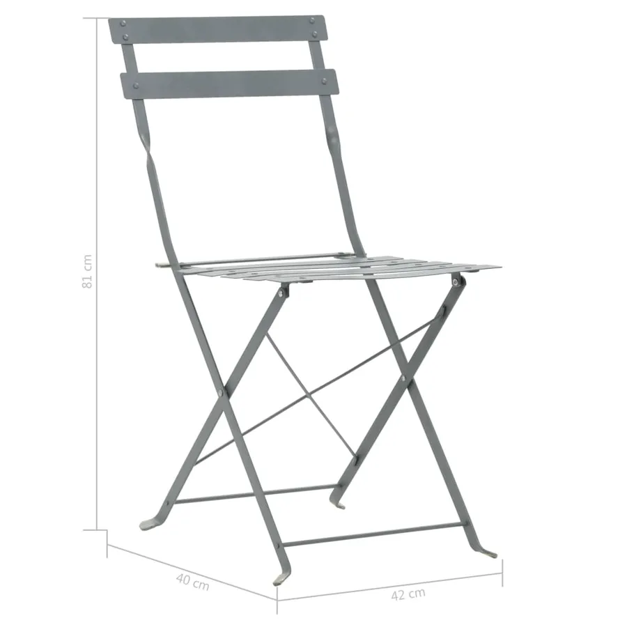 Mobilier de bistro 3 pcs Acier Gris - 10