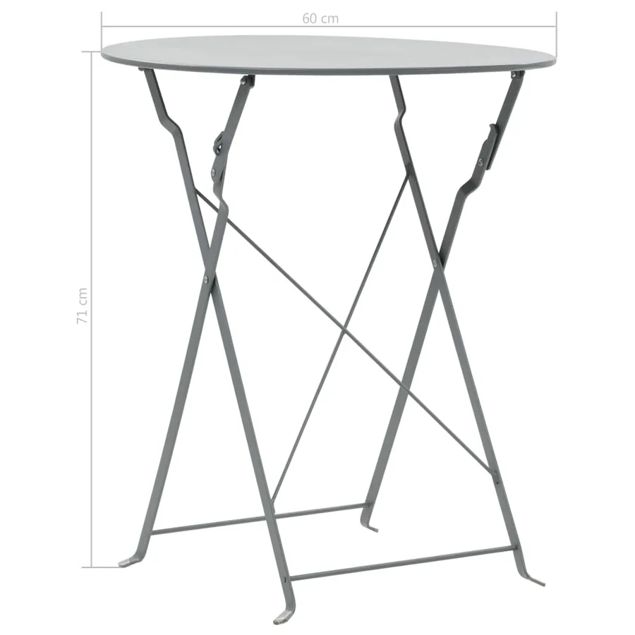 Mobilier de bistro 3 pcs Acier Gris - 9