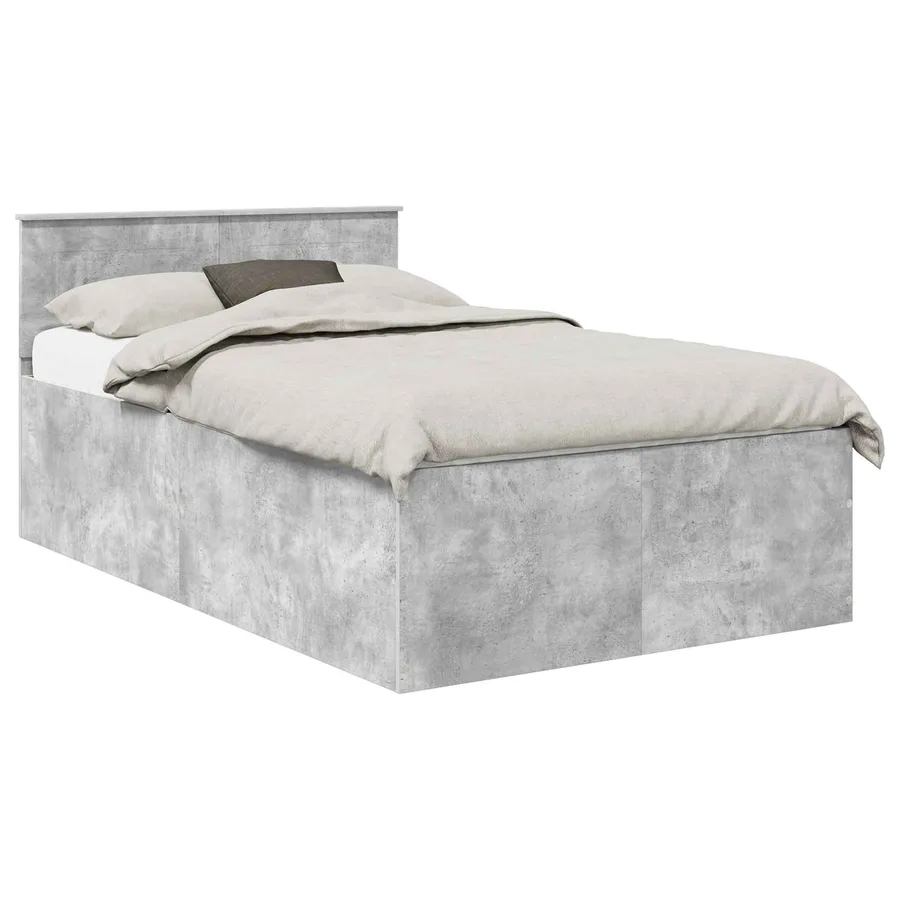Cadre de lit Gris béton 135 x 190 cm Bois d'ingénierie - 2