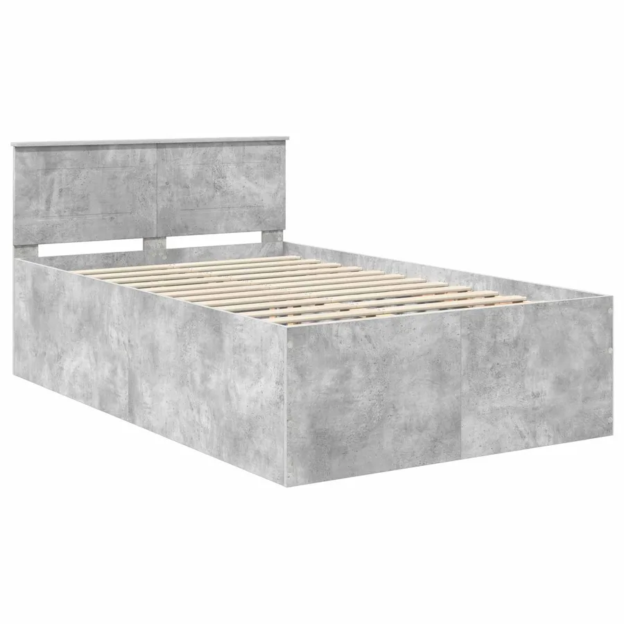 Cadre de lit Gris béton 135 x 190 cm Bois d'ingénierie - 4