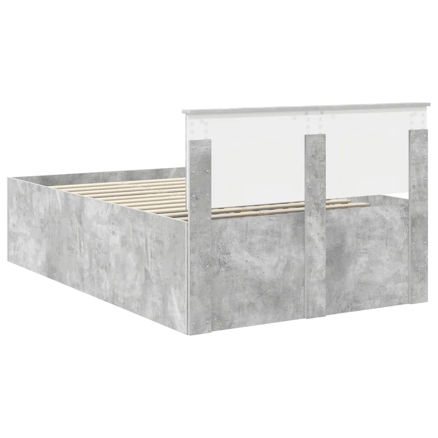 Cadre de lit Gris béton 135 x 190 cm Bois d'ingénierie - 9