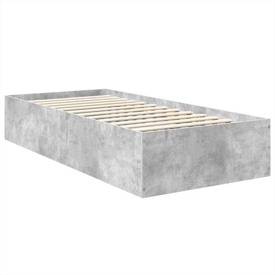 Cadre de lit Gris béton 100 x 200 cm Bois d'ingénierie - 5