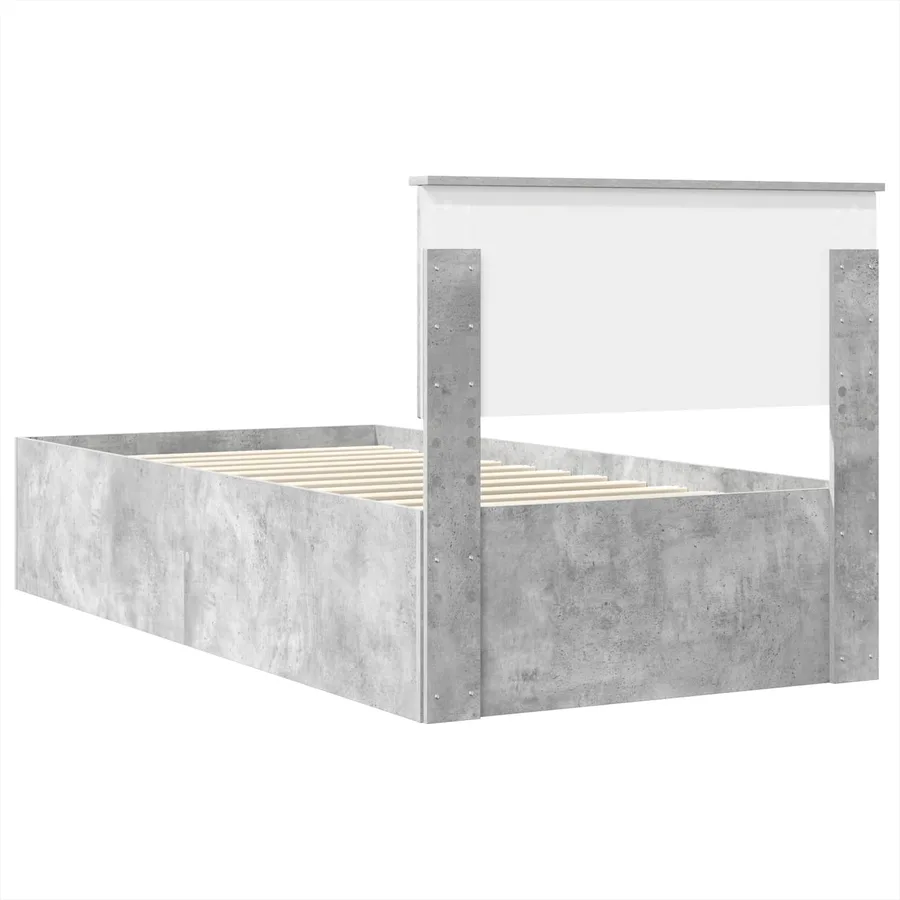 Cadre de lit Gris béton 100 x 200 cm Bois d'ingénierie - 9