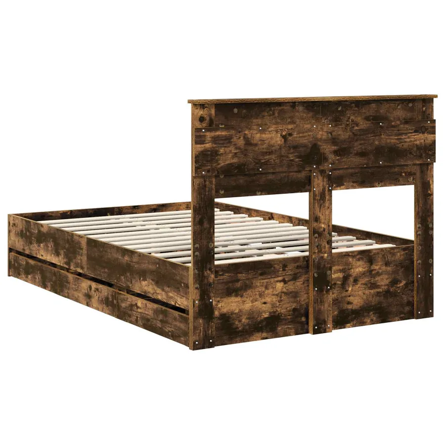 Cadre de lit Chêne fumé 135 x 190 cm Bois Ingénierie - 8