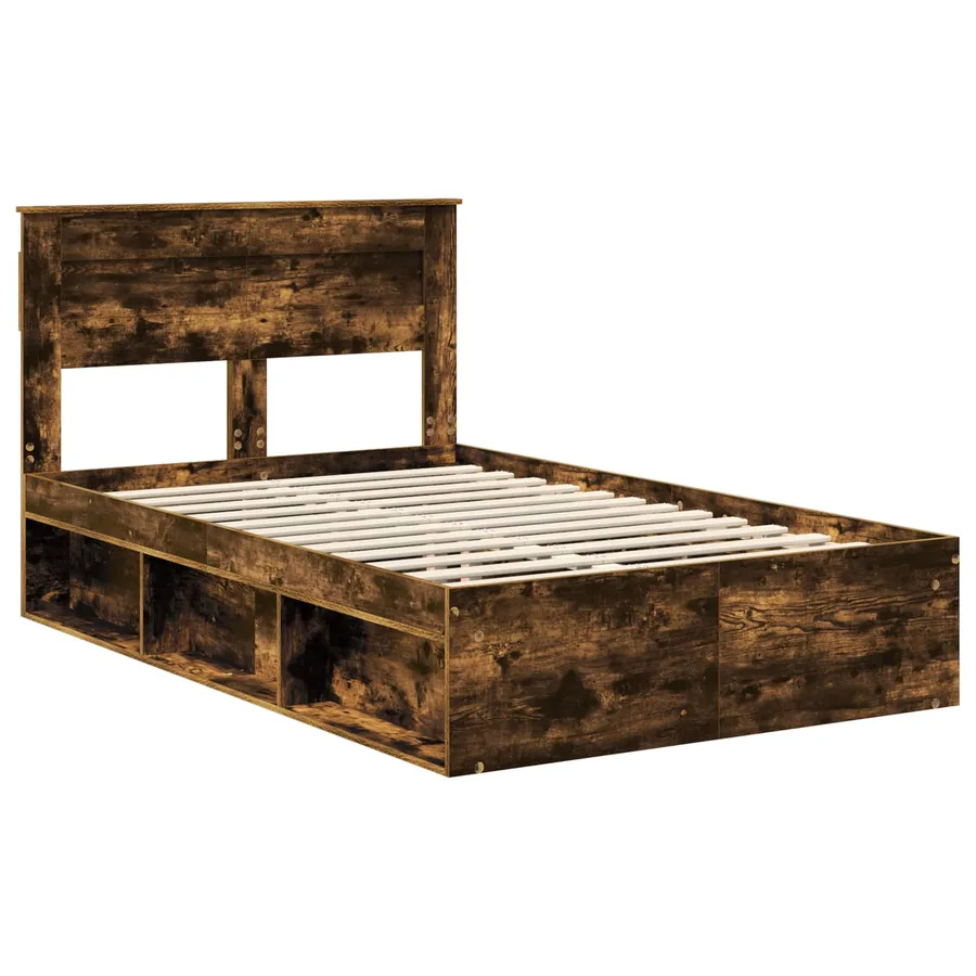 Cadre de lit Chêne fumé 135 x 190 cm Bois de pin massif - 4