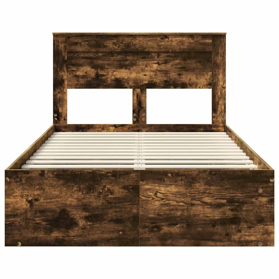 Cadre de lit Chêne fumé 135 x 190 cm Bois de pin massif - 7