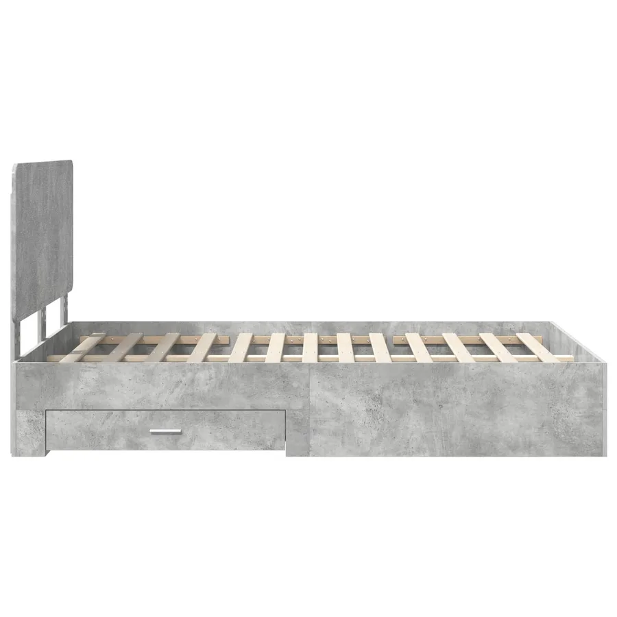 Cadre de lit Gris béton 120 x 200 cm Bois d'ingénierie - 9