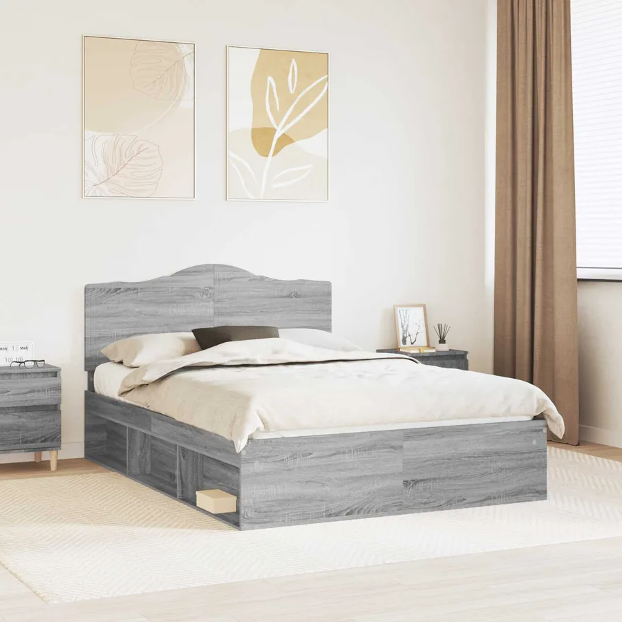 Cadre de lit Gris Sonoma 140 x 200 cm Pin massif