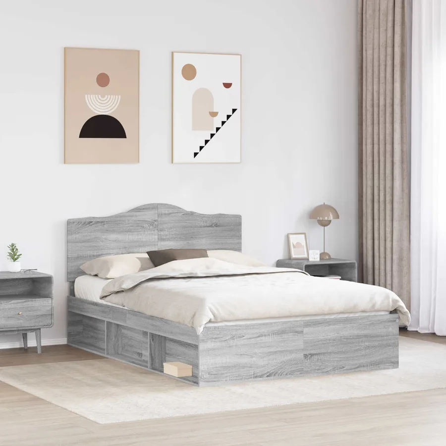 Cadre de lit Gris Sonoma 140 x 200 cm Pin massif - 3