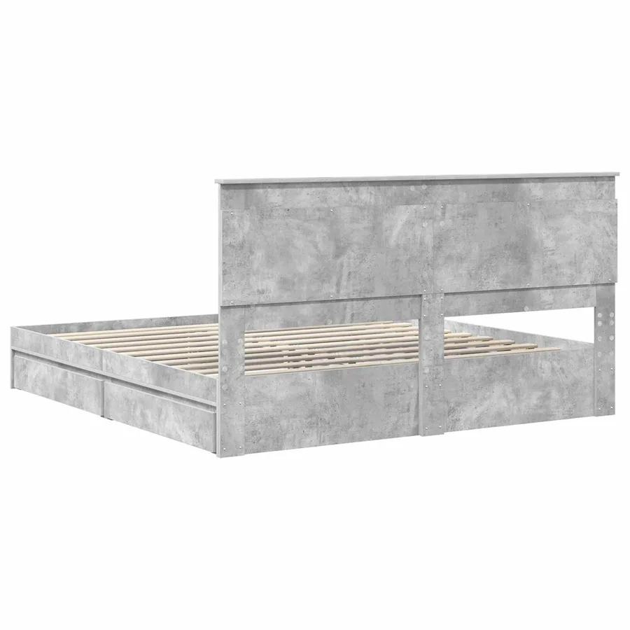 Lit de Rangement Gris béton 200 x 200 cm Bois d'ingénierie - 10