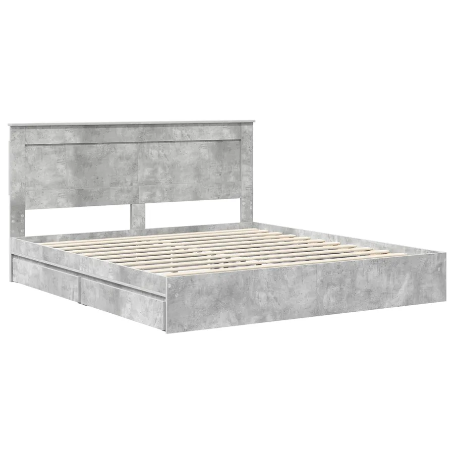 Lit de Rangement Gris béton 200 x 200 cm Bois d'ingénierie - 4