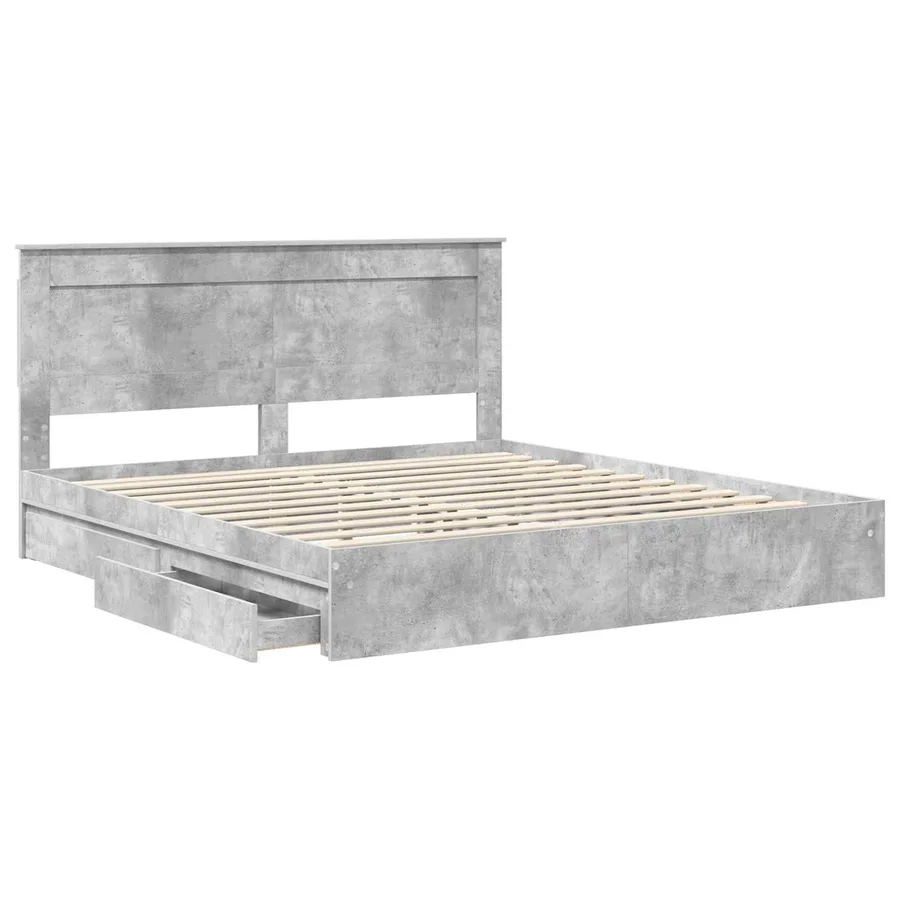Lit de Rangement Gris béton 200 x 200 cm Bois d'ingénierie - 5