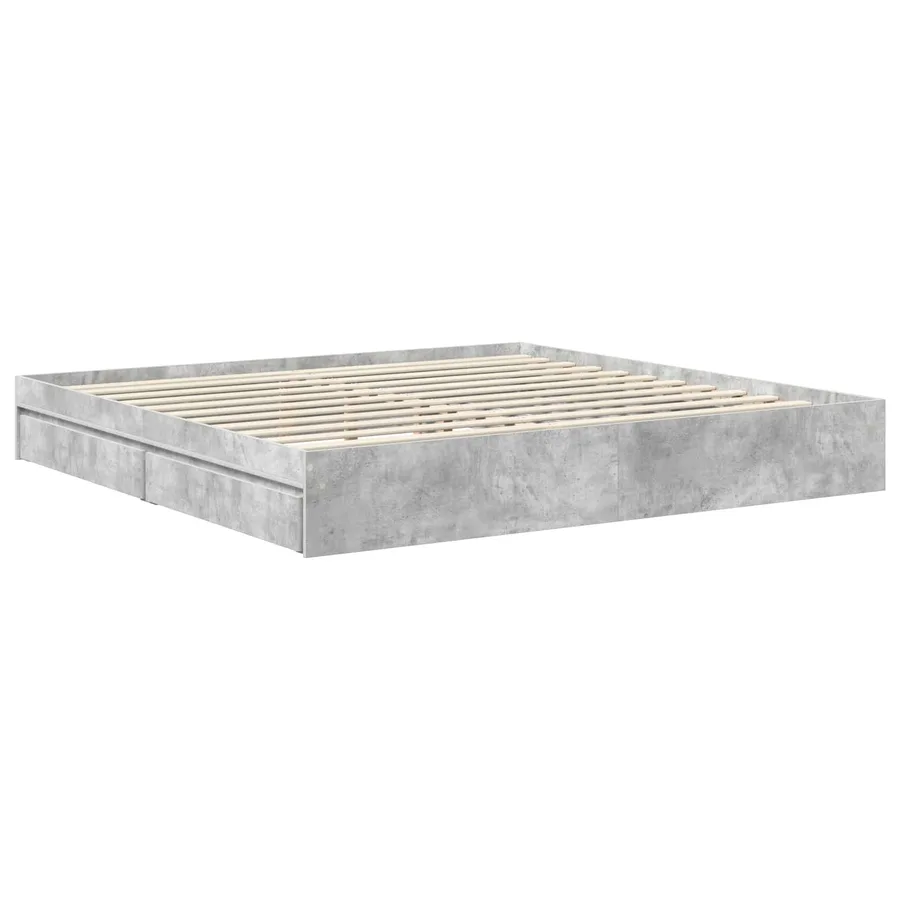Lit de Rangement Gris béton 200 x 200 cm Bois d'ingénierie - 6