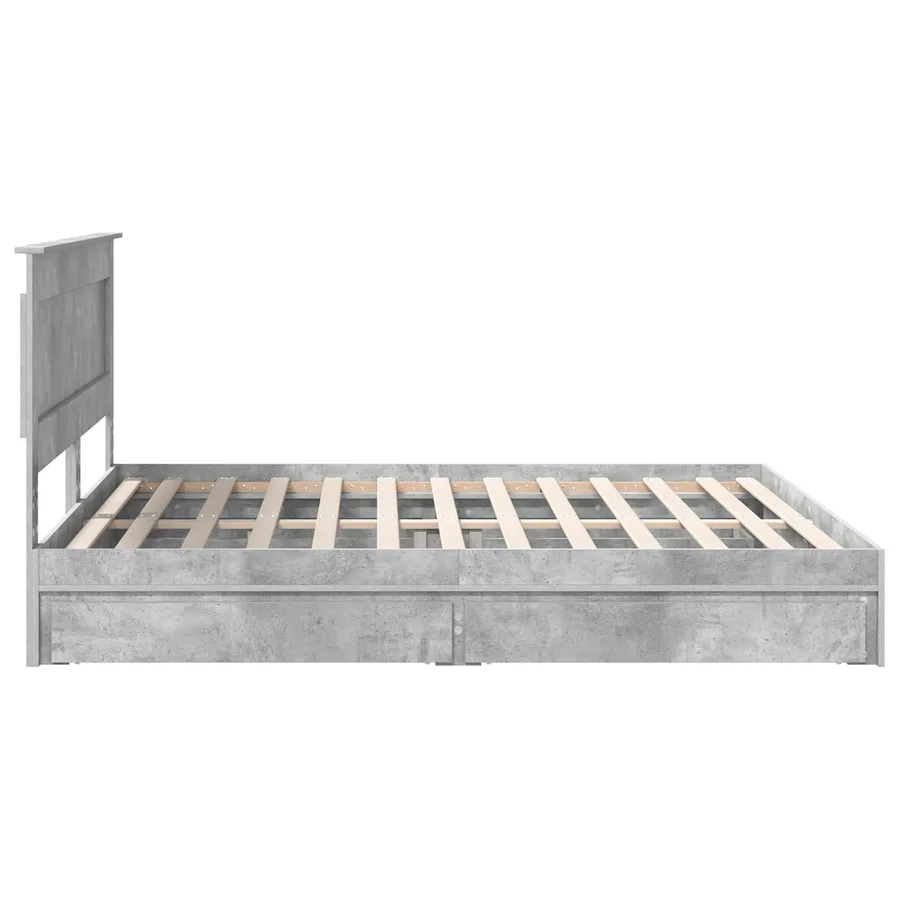 Lit de Rangement Gris béton 200 x 200 cm Bois d'ingénierie - 9