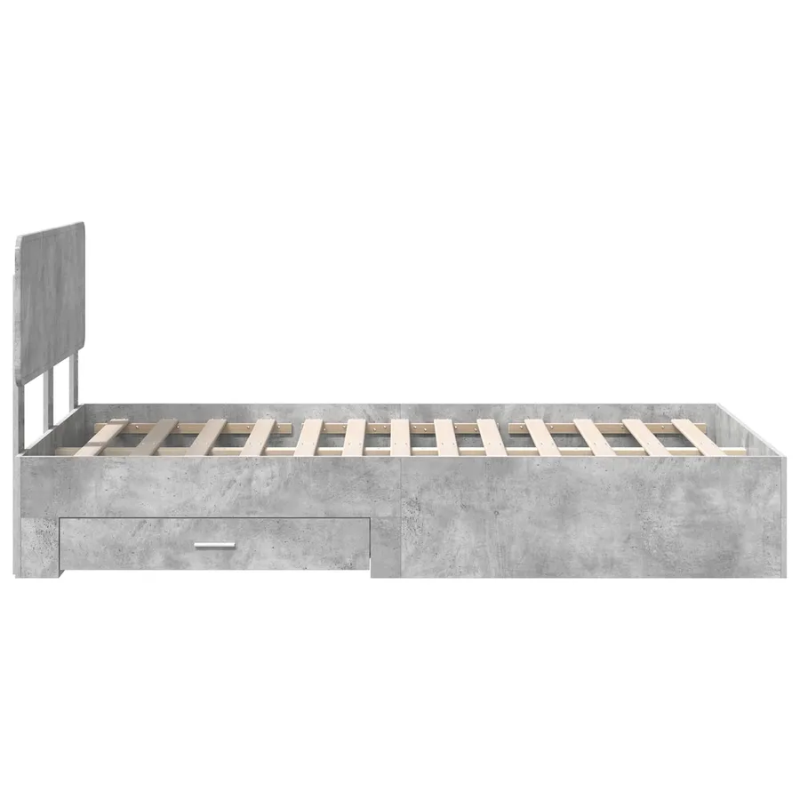 Cadre de lit Gris béton 120 x 200 cm Bois d'ingénierie - 9