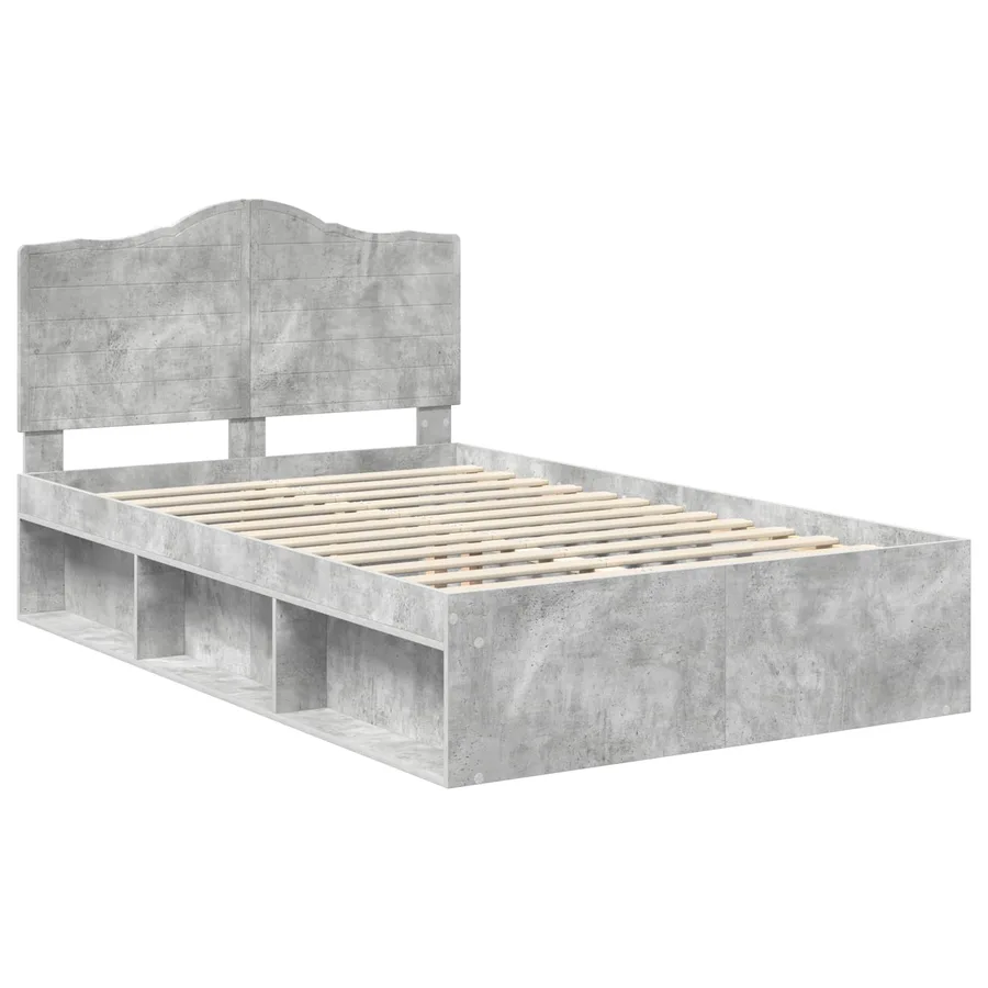 Cadre de lit avec tête de lit Béton 120 x 190 cm Pin massif - 4