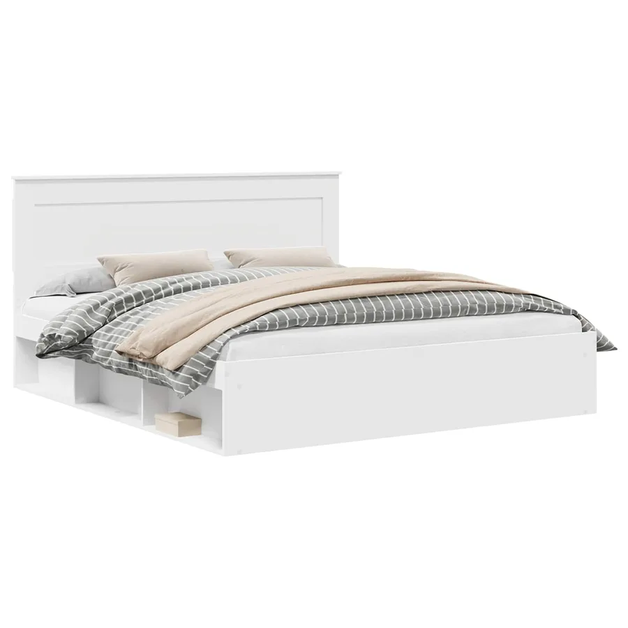 Cadre de lit avec tête de lit Blanc 200 x 200 cm Pin massif - 2