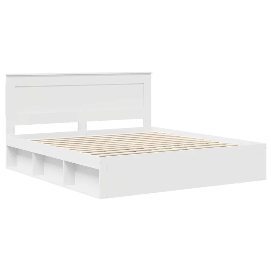 Cadre de lit avec tête de lit Blanc 200 x 200 cm Pin massif - 4
