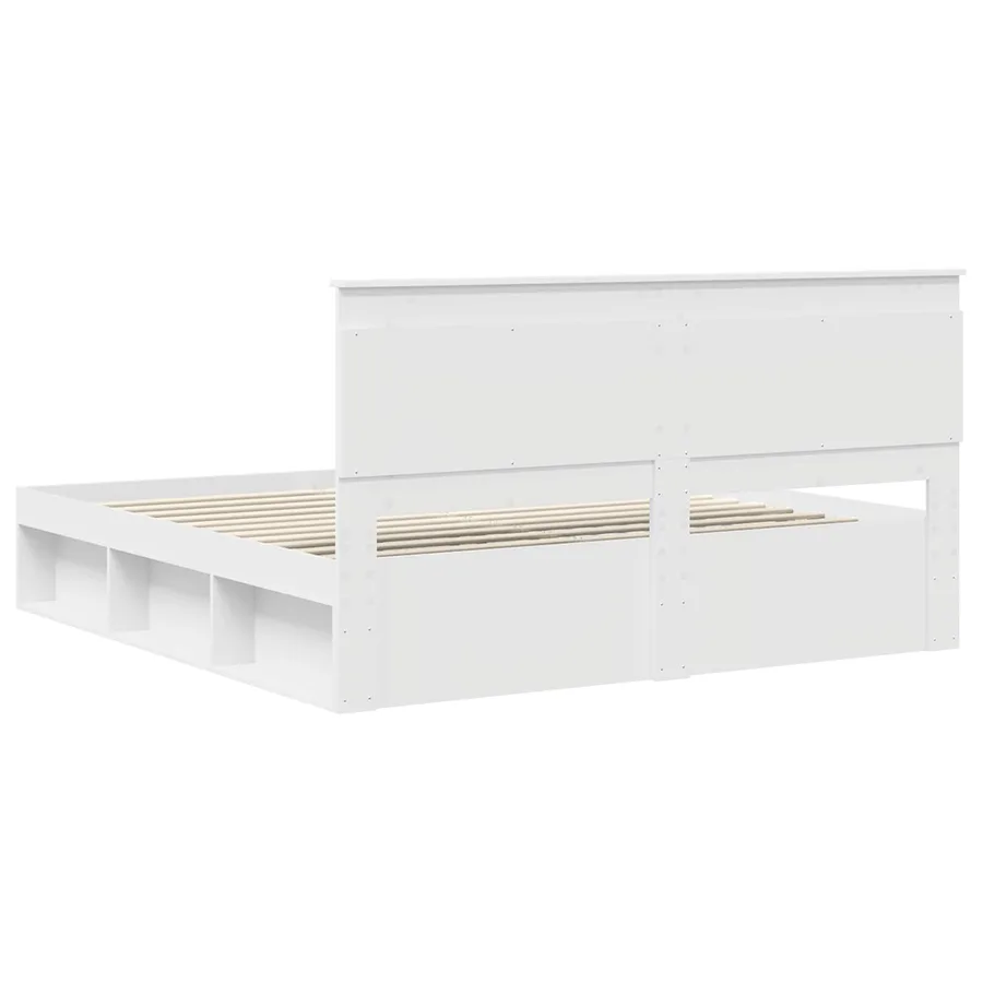 Cadre de lit avec tête de lit Blanc 200 x 200 cm Pin massif - 9
