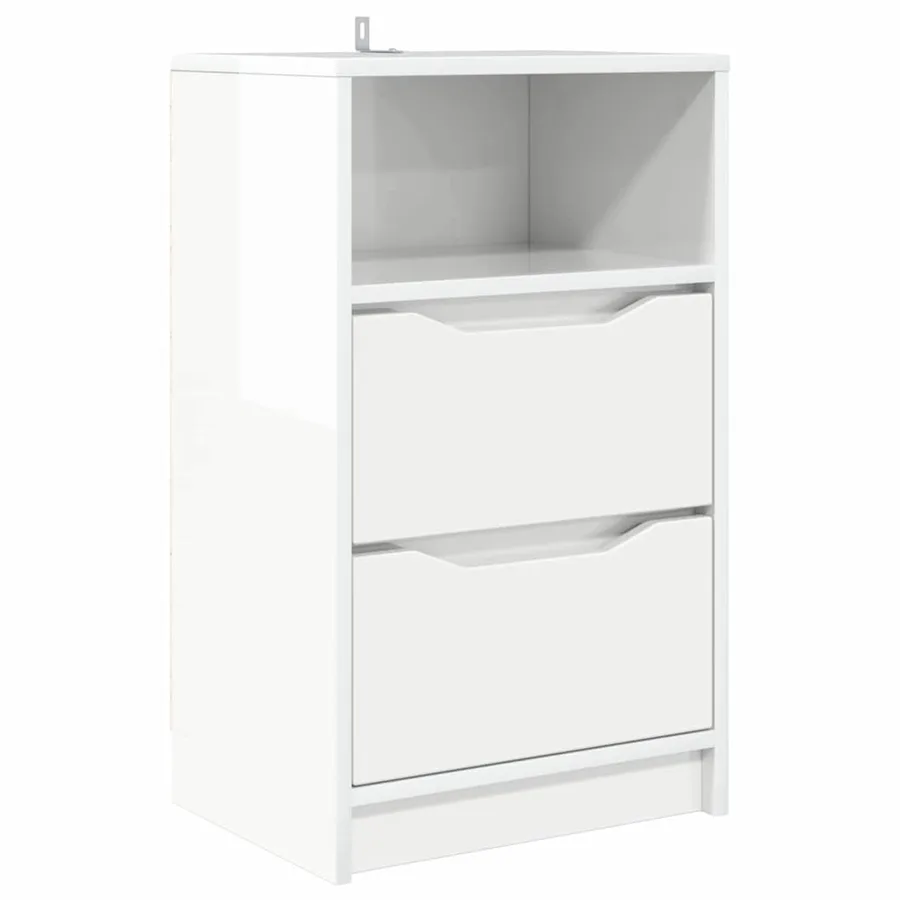 Table de chevet avec tiroir Blanc brillant 40 x 30 x 467 cm - 2