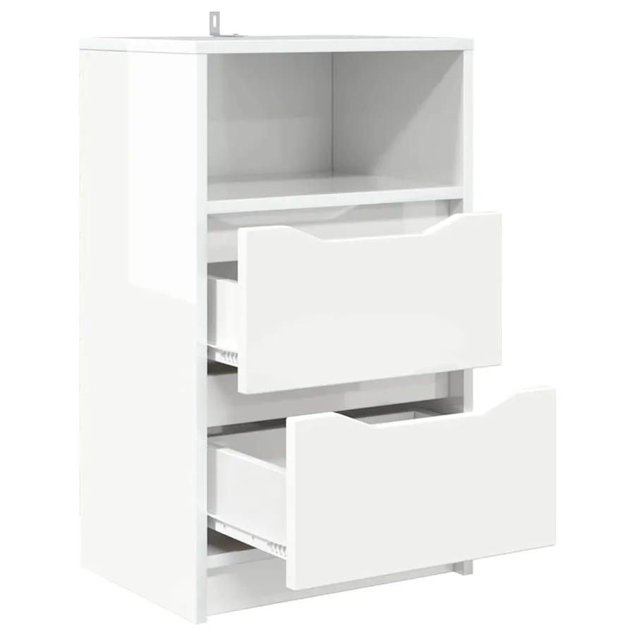 Table de chevet avec tiroir Blanc brillant 40 x 30 x 467 cm - 5