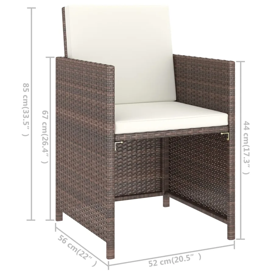 Ensemble à manger d'extérieur avec coussins 6pcs Résine tressée - 10