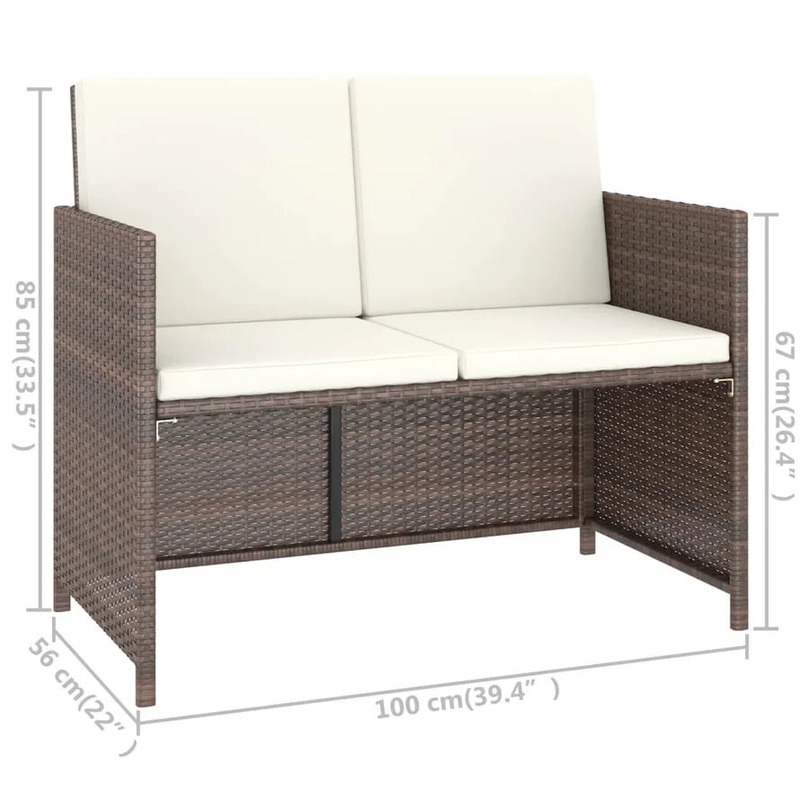 Ensemble à manger d'extérieur avec coussins 6pcs Résine tressée - 8