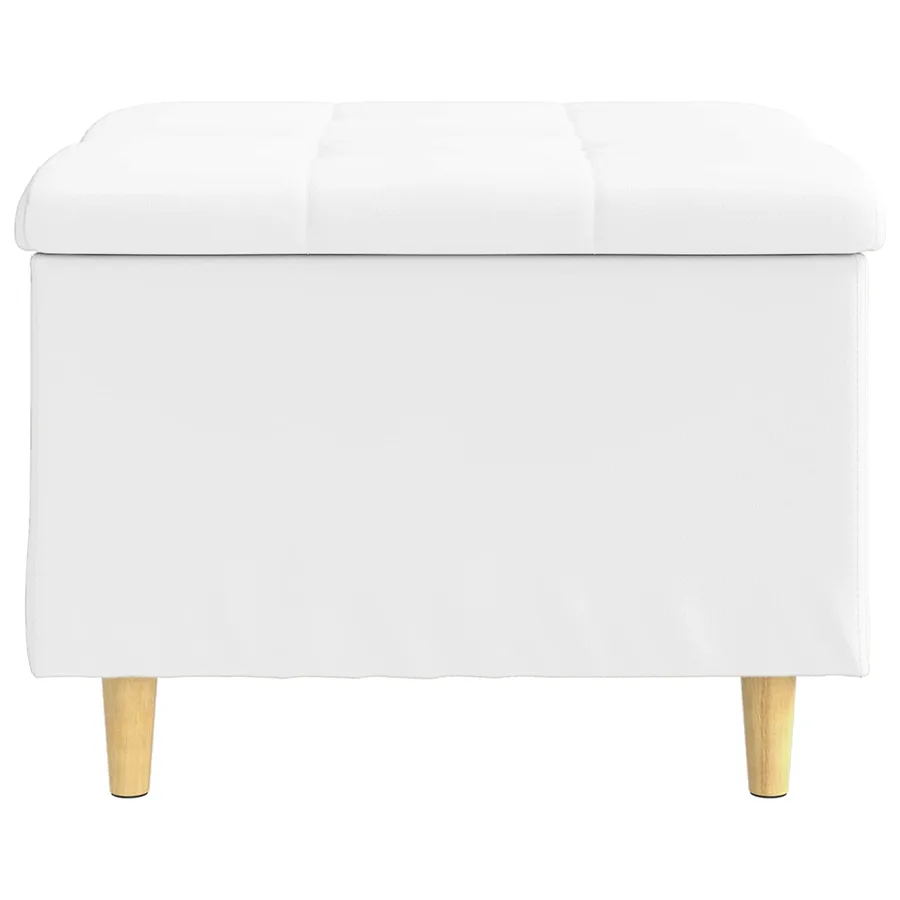 Pouf de rangement Blanc 60 x 60 x 45 cm Simili cuir - 6
