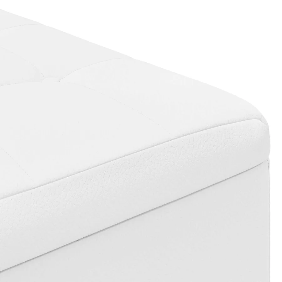 Pouf de rangement Blanc 60 x 60 x 45 cm Simili cuir - 7