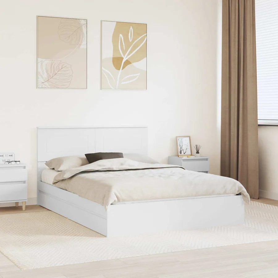 Lit de Rangement Blanc 160 x 200 cm Bois d'ingénierie