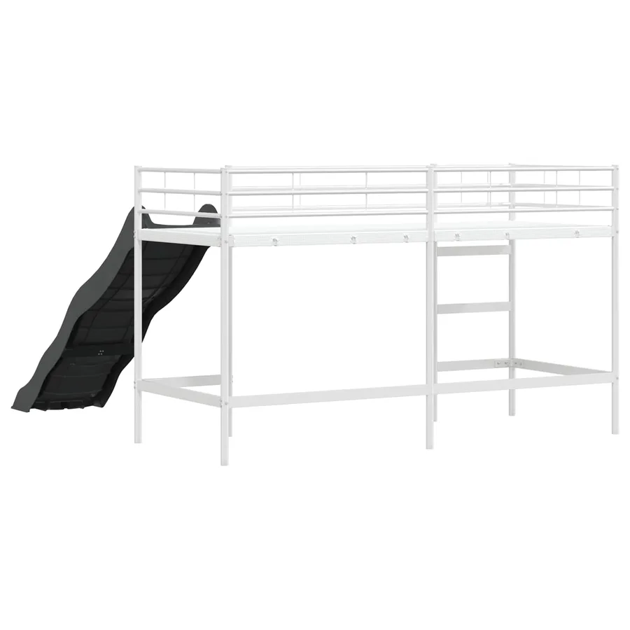 Lit superposé pour enfants avec toboggan Blanc et anthracite - 7