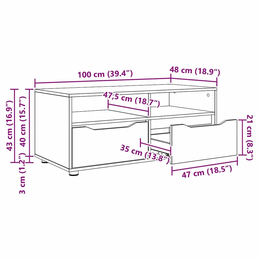 Meuble TV 100 x 48 x 43 cm Chêne artisanal Bois d'ingénierie - 14