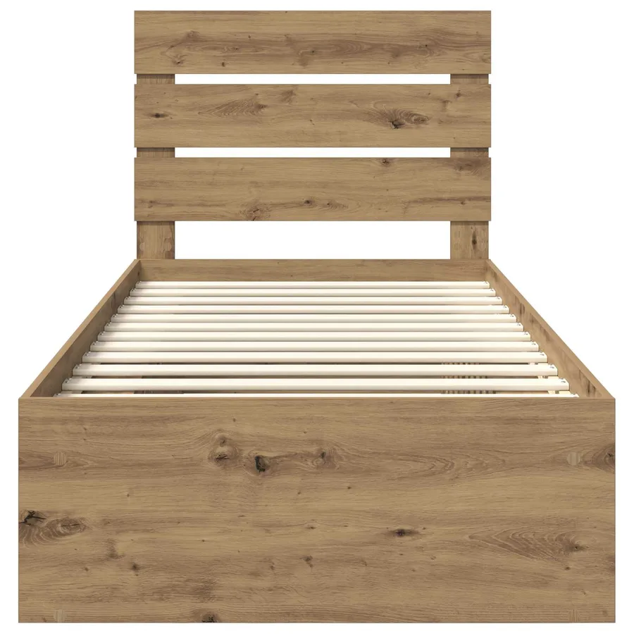 Cadre de lit Chêne artisan 75 x 190 cm Bois de pin massif - 7