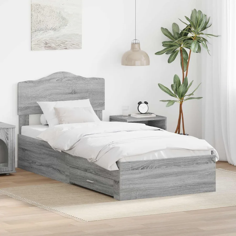 Cadre de lit Gris Sonoma 100 x 200 cm Bois d'ingénierie