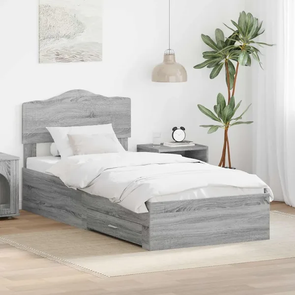 Cadre de lit Gris Sonoma 100 x 200 cm Bois d'ingénierie