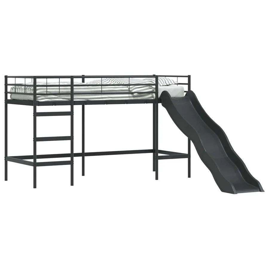Lit superposé pour enfants avec toboggan Noir et anthracite - 2