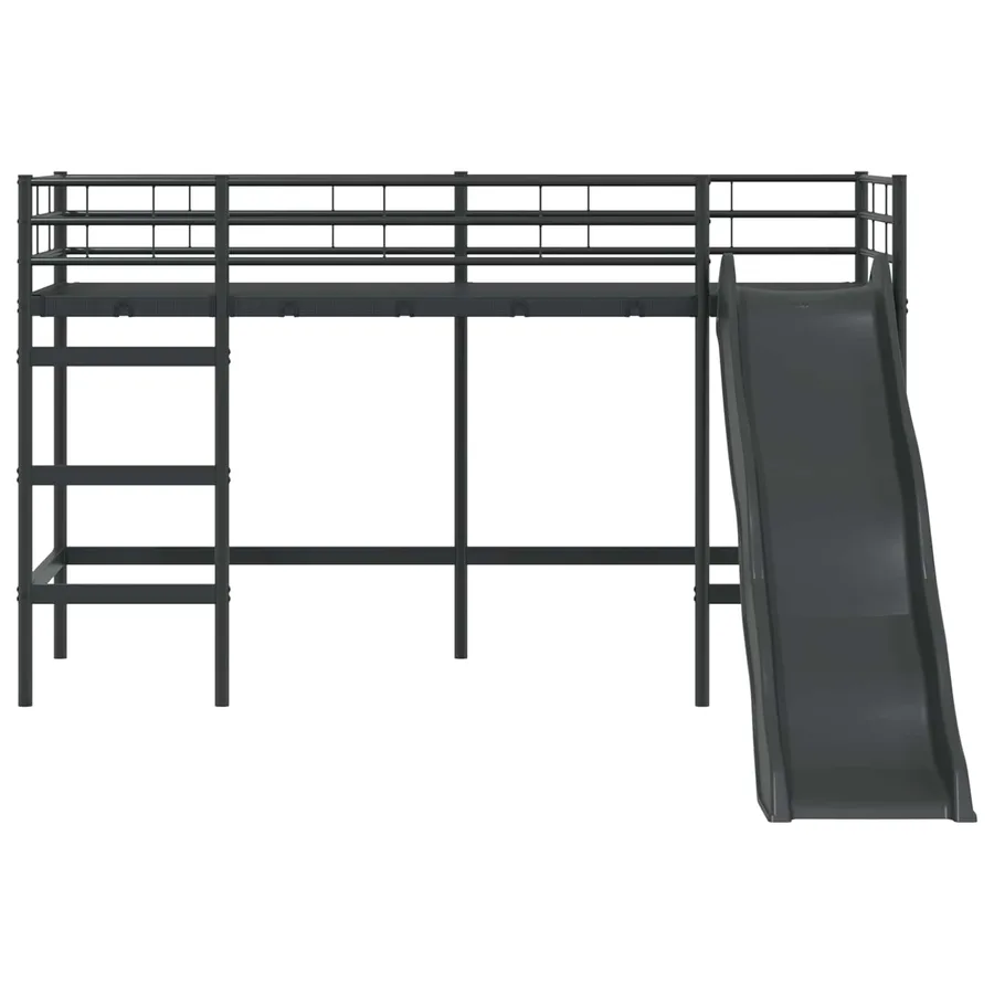 Lit superposé pour enfants avec toboggan Noir et anthracite - 5